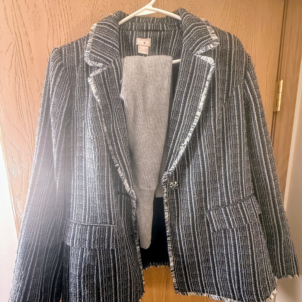 Chico's Black and White Textured Blazer